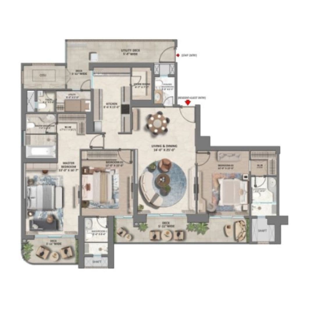 3 BHK - Large